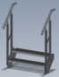 Preview: Stahltreppe 2-stufig mit Geländer Breite von 600 - 1400 mm Wandmontage