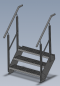 Preview: Stahltreppe 3-stufig mit Geländer Breite von 600 - 1400 mm Wandmontage