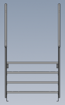 Preview: Stahltreppe 4-stufig mit Geländer Breite von 600 - 1400 mm Wandmontage