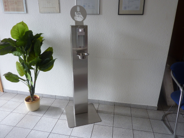 APS Desinfektionsständer 163cm - Berührungsloser Spender, 1 Liter, Schwarz