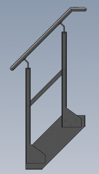 Stahltreppe 3-stufig mit Geländer Breite von 600 - 1400 mm Wandmontage